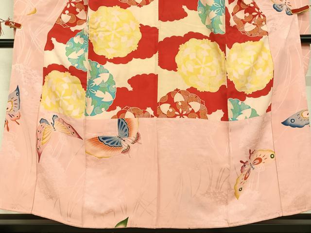 平和屋着物○アンティーク 大正ロマン 振袖 舞蝶文 正絹 逸品 AAAT0532zg