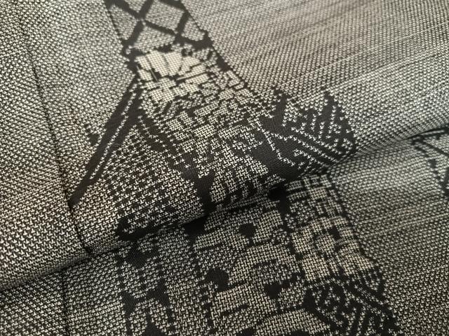 平和屋着物●本場大島紬　9マルキ　花間道　黒地　正絹　逸品　AAAT0537zg 平和屋着物○本場大島紬 9マルキ 花間道 黒地 正絹 逸品 AAAT0537zg