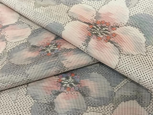 平和屋着物●本場大島紬　白大島　7マルキ　総絣　草花文　正絹　逸品　AAAT0540zg