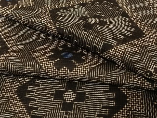 平和屋着物●本場大島紬　龍郷絣　花菱文　正絹　逸品　AAAT0583zg