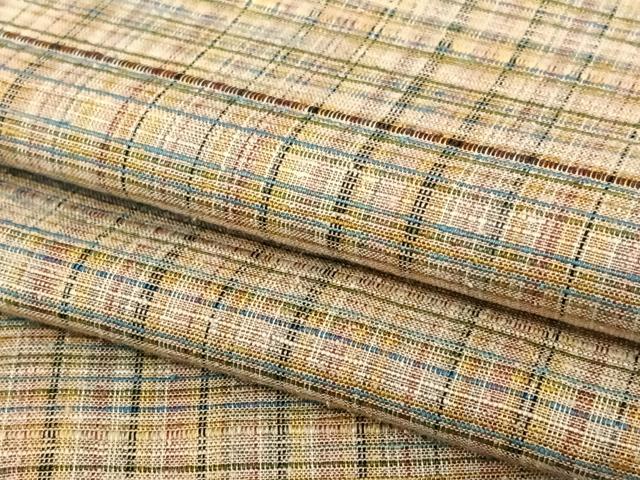 平和屋着物●上質な紬　格子　正絹　逸品　AAAT0589zg