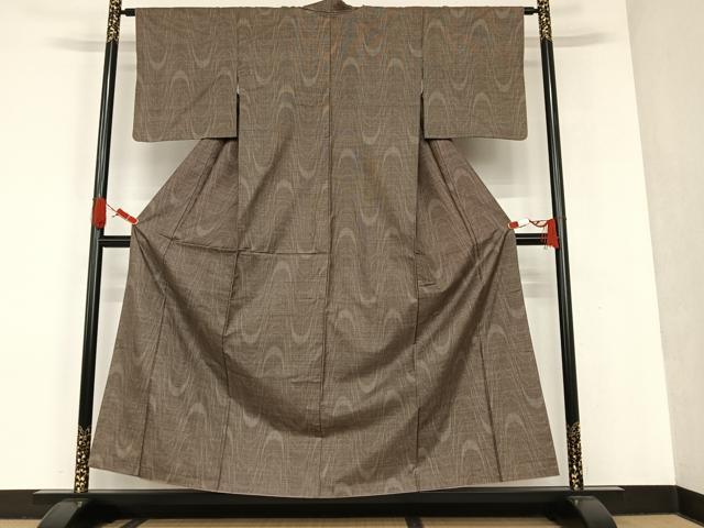 平和屋着物○上質な紬 横段丸文 正絹 逸品 AAAX0714zg