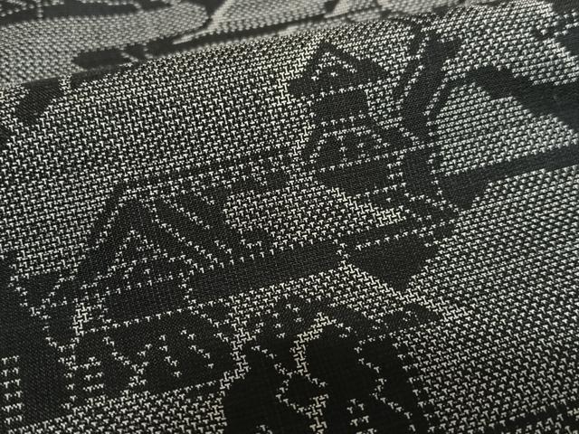 平和屋着物○本場大島紬 9マルキ 風景文 黒地 正絹 逸品 AAAT0602zg