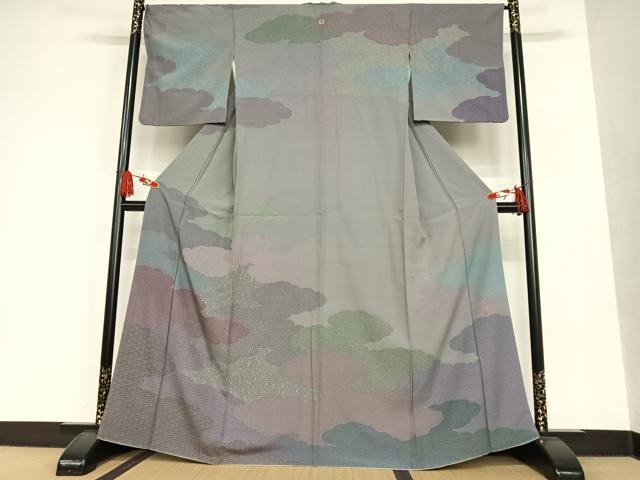 平和屋着物●重要無形文化財　人間国宝　中村勇二郎　訪問着　雲重ね吉祥花文　三越扱い　正絹　逸品　AAAT0633zg