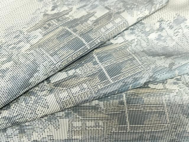 平和屋着物○本場大島紬 白大島 風景草花文 正絹 逸品 AAAT0644zg