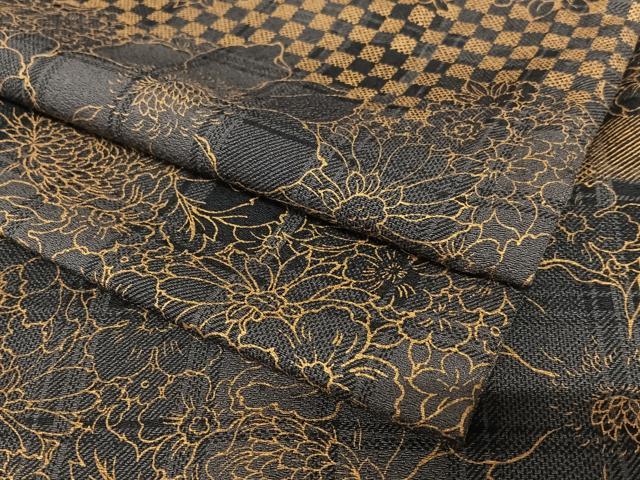 平和屋着物●お召　花尽くし　金彩　健勝苑扱い　正絹　逸品　AAAT0653zg