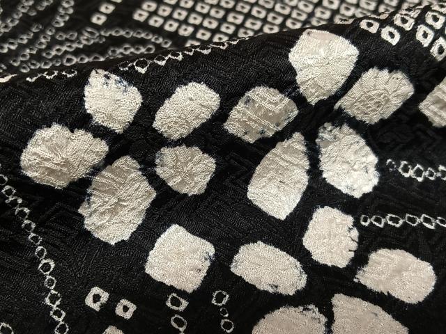 平和屋着物●上質な小紋　総絞り　草花文　黒地　正絹　逸品　AAAT0661zg 平和屋着物○上質な小紋 総絞り 草花文 黒地 正絹 逸品 AAAT0661zg