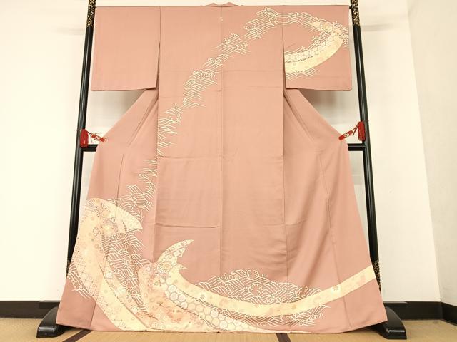 平和屋着物●創業460年・千總　訪問着　立波鬘帯花文　松坂屋扱い　正絹　逸品　AAAT0662zg 平和屋着物○創業460年・千總 訪問着 立波鬘帯花文