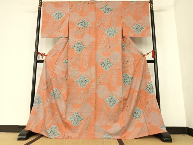 着物リメイク　しつけ付き　本場大島紬　花文　さが美扱い　正絹から作務衣 着物リメイク しつけ付き 本場大島紬 花文 さが美扱い 正絹から作務衣 着物