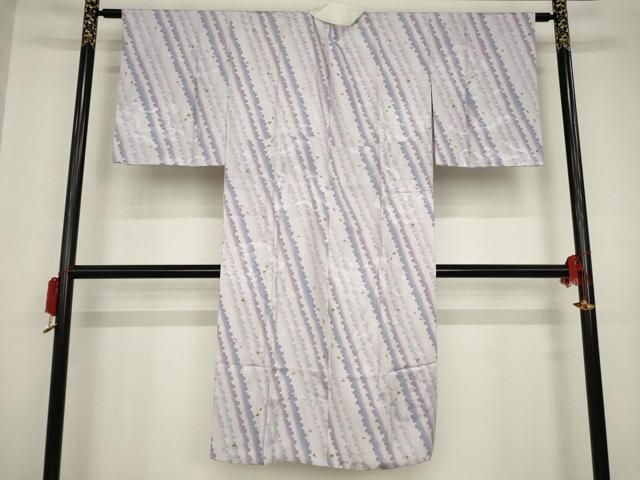 平和屋着物●長襦袢　袷　斜縞花文　正絹　逸品　AAAT0858ck 平和屋着物○長襦袢 袷 斜縞花文 正絹 逸品 AAAT0858ck