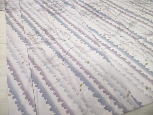 平和屋着物●長襦袢　袷　斜縞花文　正絹　逸品　AAAT0858ck 平和屋着物○長襦袢 袷 斜縞花文 正絹 逸品 AAAT0858ck