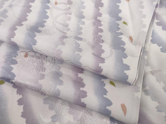 平和屋着物○長襦袢 袷 斜縞花文 正絹 逸品 AAAT0858ck