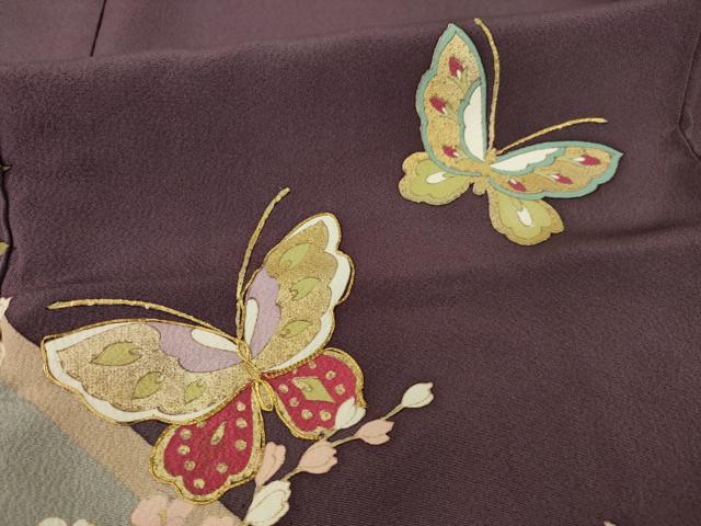 平和屋着物○豪華振袖 駒刺繍 花蝶文 金彩 正絹 逸品 AAAT0861ck
