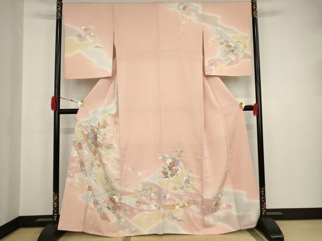平和屋着物●創業460年・千總　訪問着　駒刺繍　鬘帯花文　金彩　正絹　逸品　AAAT0887ck