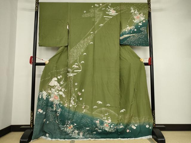 平和屋着物●訪問着　友禅　花車文　仮絵羽　正絹　逸品　未使用　AAAT0899ck