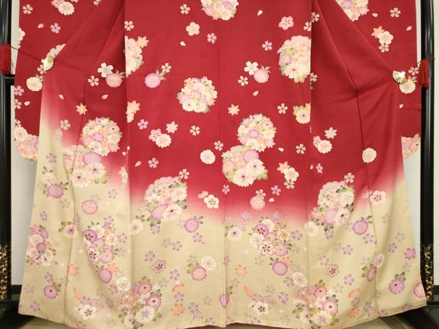 平和屋着物●豪華振袖　刺繍　雪輪花文　暈し染め　金糸　金彩　正絹　逸品　AAAT0901ck 平和屋着物○豪華振袖 刺繍 雪輪花文 暈し染め 金糸 金彩 正絹