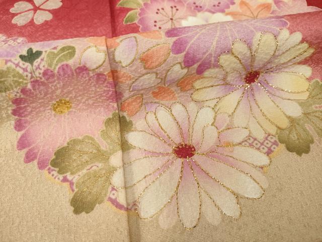 平和屋着物○豪華振袖 刺繍 雪輪花文 暈し染め 金糸 金彩 正絹