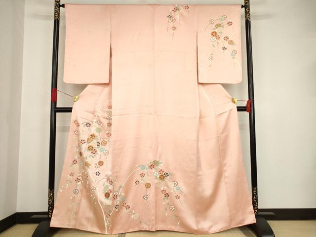 平和屋着物●十日町老舗ブランド　吉澤友禅　吾妻徳穂　訪問着　枝垂れ花文　正絹　逸品　AAAT0910ck