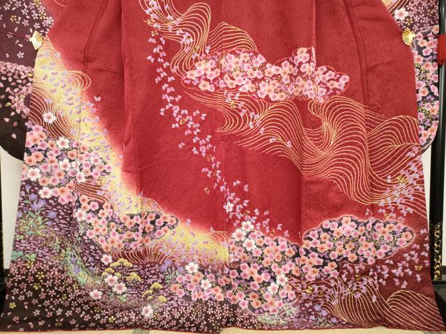 平和屋着物○豪華振袖 絞り 花蝶文 金彩 金通し地 京都きもの