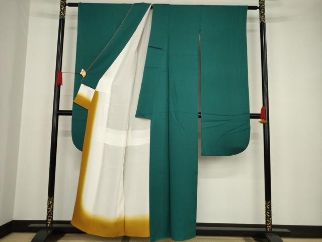 平和屋着物○豪華振袖 色無地 高麗納戸色 正絹 逸品 AAAT0919ck