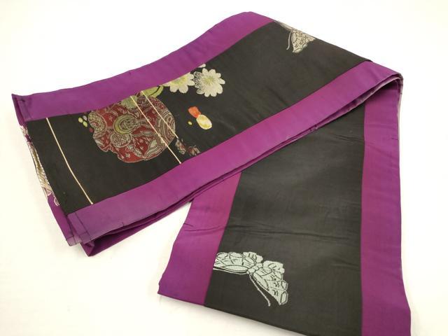 平和屋着物○アンティーク 大正ロマン 両面 六寸帯 龍 正絹 逸品