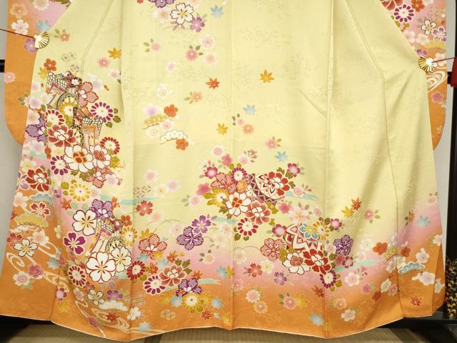 平和屋着物○豪華振袖 御所車花文 暈し染 鈴乃屋扱い 正絹 逸品