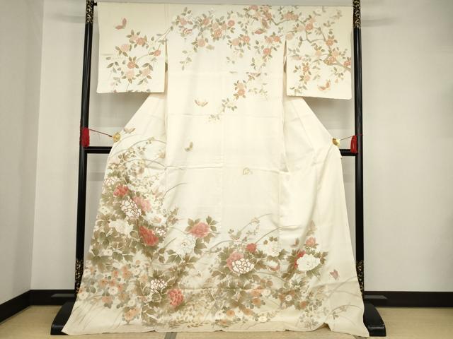 平和屋着物●訪問着　花蝶文　金彩　正絹　逸品　未使用　AAAT2210ck