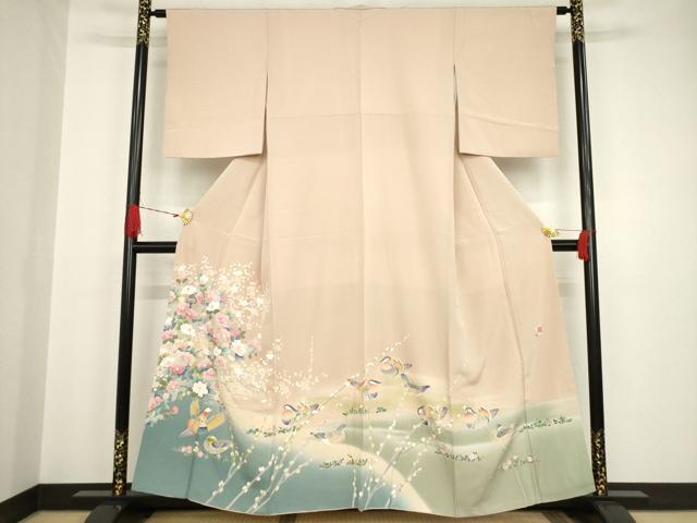 平和屋着物●豪華色留袖　友禅　作家物　流水鴛鴦花文　椿　暈し染め　正絹　逸品　AAAT2219ck