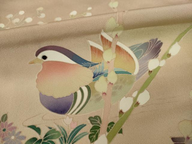 平和屋着物●豪華色留袖　友禅　作家物　流水鴛鴦花文　椿　暈し染め　正絹　逸品　AAAT2219ck 平和屋着物○豪華色留袖 友禅 作家物 流水鴛鴦花文 椿 暈