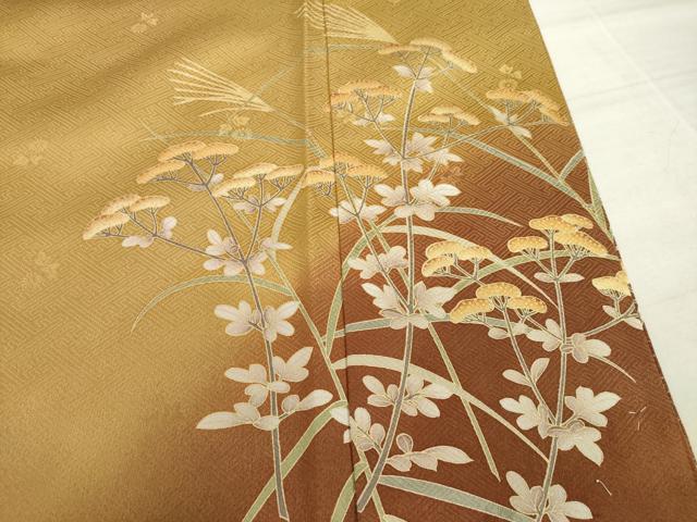 平和屋着物□訪問着 駒刺繍 花蝶文 金彩 正絹 逸品 未使用