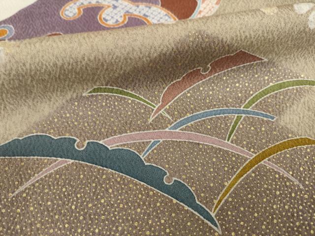 平和屋着物○訪問着 雪輪兎花文 金彩 ロング丈 正絹 逸品 AAAT2233ck