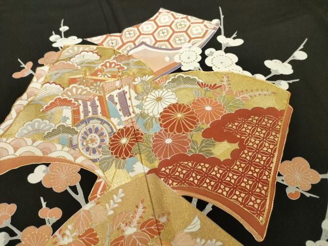 平和屋着物○創業460年・千總 黒留袖 刺繍 飛鶴松文 金彩