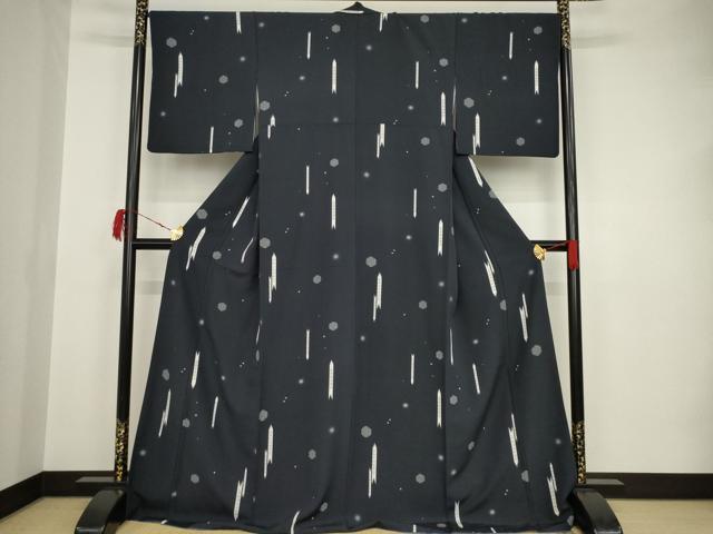 平和屋着物●上質なお召　間道　水玉　ドット　やまと誂製　正絹　逸品　DAAS3996ps 平和屋着物○上質なお召 間道 水玉 ドット やまと誂製 正絹 逸品