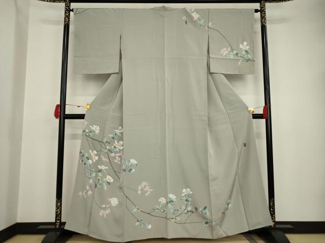 平和屋着物●京加賀糸目友禅作家　山崎巌　訪問着　枝花文　正絹　逸品　未使用　AAAT2260ck