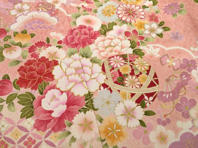 平和屋着物○豪華振袖 駒刺繍 花鞠文 暈し染 金彩 銀