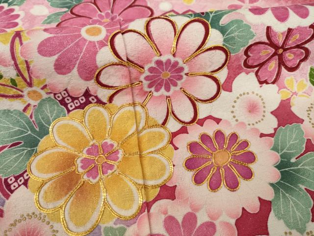 平和屋着物○豪華振袖 駒刺繍 流水舞花文 暈し染 銀通し