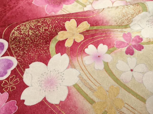 平和屋着物○豪華振袖 枝梅 暈し染め 金銀糸 正絹 逸品 AAAM4928ph