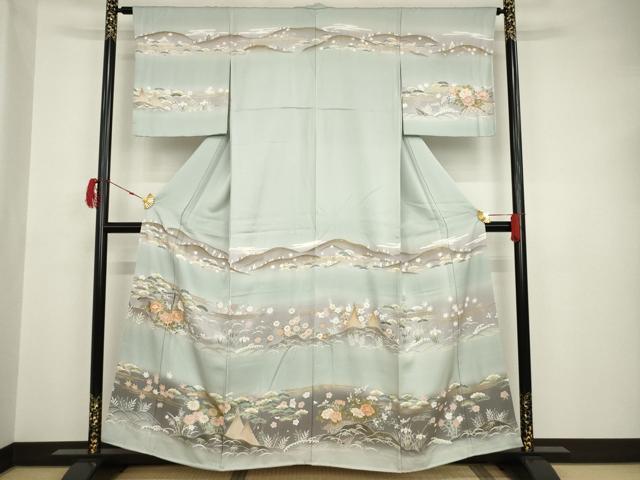 平和屋着物●訪問着　駒刺繍　花籬文　金彩　正絹　逸品　AAAT2306ck