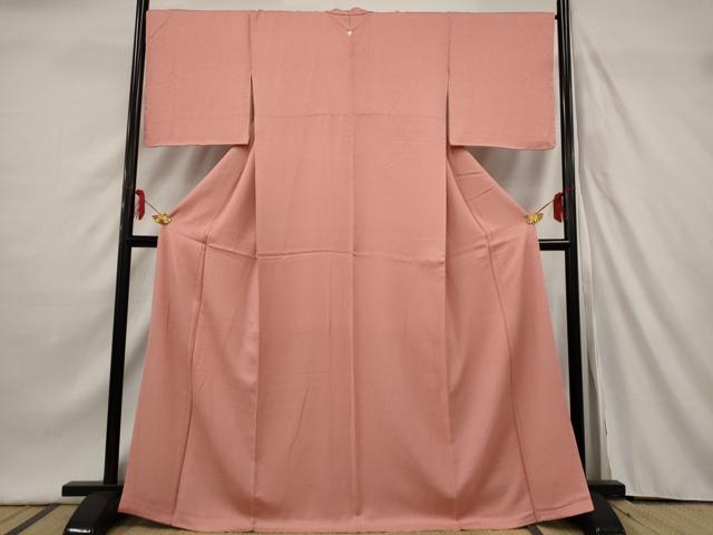 平和屋着物■上質な色無地　紋意匠　薄紅色　正絹　逸品　AAAT2660st