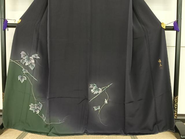 平和屋着物○城戸壇上 訪問着 手描き 葡萄蔦の葉 暈し染め