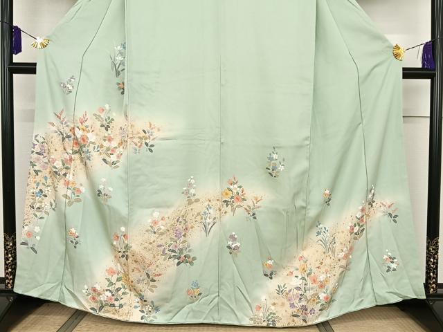 平和屋着物○訪問着 友禅 草花文 暈し染め 金彩 正絹 逸品 AAAT3026np