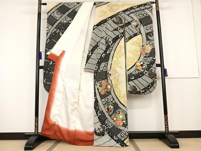 平和屋着物○豪華振袖・長襦袢セット 草花文 暈し染め 金彩 さが美扱い