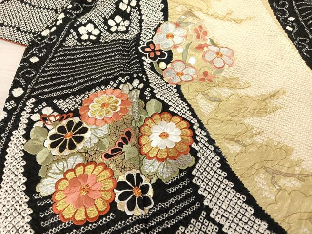 平和屋本店●豪華振袖・長襦袢セット（無双仕立て）　絞り　刺繍　花丸文　金銀糸　金彩　正絹　逸品　AAAT3030np 平和屋着物○豪華振袖・長襦袢セット（無双仕立て） 絞り 刺繍 花丸文