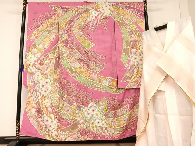 正絹　振袖　長襦袢セット　辻が花文様　逸品 平和屋着物○越後十日町の一流染匠 桐屋・翠山工房 振袖・