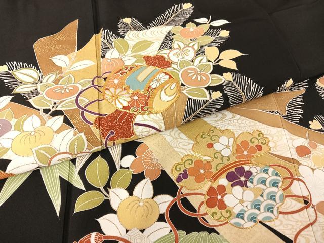 平和屋着物●創業460年・千總　駒刺繍　宝尽くし　金糸　金彩　正絹　逸品　AAAT3033np 平和屋着物○創業460年・千總 駒刺繍 宝尽くし 金糸 金彩 正絹 逸品