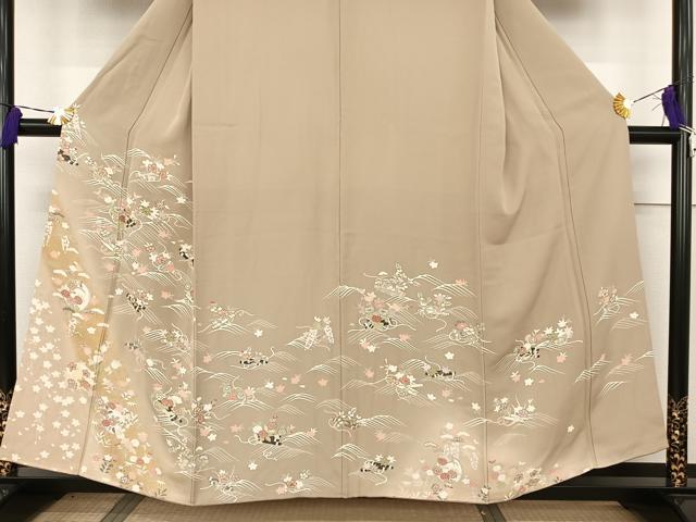 平和屋着物○創業460年・千總 訪問着 刺繍 立波花筏文