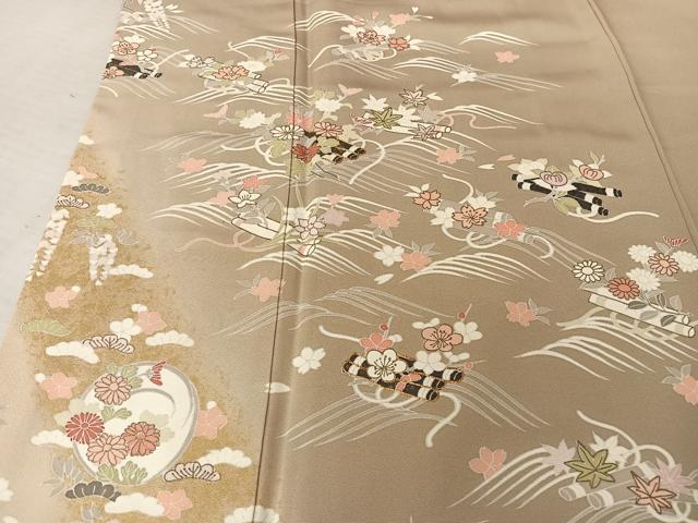 平和屋着物○創業460年・千總 訪問着 駒刺繍 花筏 金糸