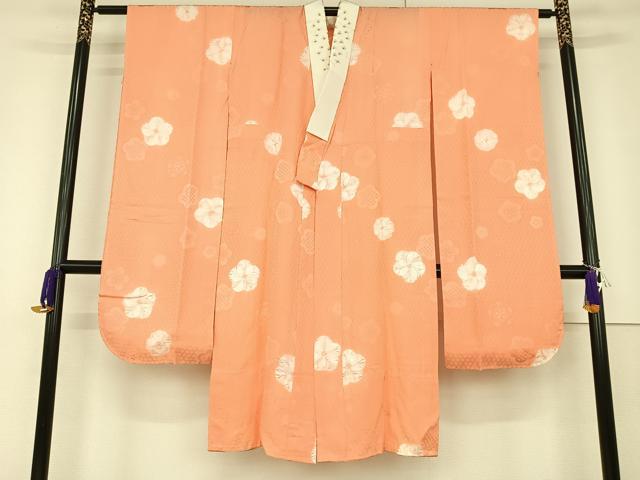 平和屋着物●振袖用長襦袢　無双仕立て　半衿刺繍　絞り　舞梅地紋　正絹　逸品　AAAT3043np