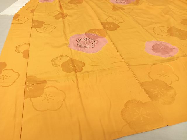 平和屋着物○振袖用長襦袢 無双仕立て 絞り 舞梅地紋 正絹 逸品 AAAT3044np