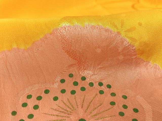 平和屋着物○振袖用長襦袢 無双仕立て 絞り 舞梅地紋 正絹 逸品 AAAT3044np